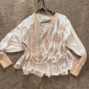 We The Free Paisley Blouse - Cream and Tan